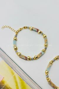 Lamelif Doğal Taş Kararmaz Mavi Kuvars Bileklik