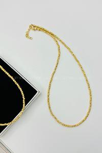 Lamelif Gold Dorika Boncuk Pirinç Kaplama Kolye