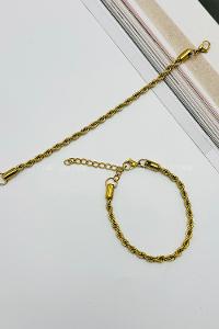 Lamelif Gold Halat Zincir Bileklik