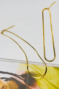 Lamelif Gold İtalyan Zincir Balıksırtı Kolye