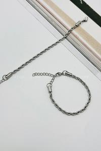 Lamelif Gümüş Halat Zincir Bileklik
