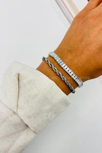 Lamelif Gümüş Renkli Taşlı Baget Bileklik