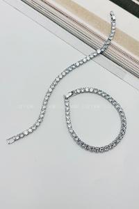 Lamelif Gümüş Taşlı Baget Bileklik