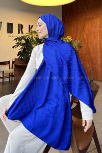 Lamelif Zikzak Desen Jakar Şal Saks Mavisi