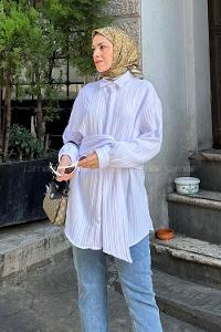 Lamelif Belden Bağlamalı Tunik Gömlek Beyaz