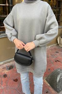 Lamelif  Üç İplik Balon Kol Tunik Gri