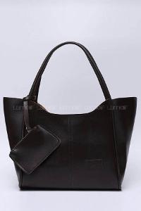 Lamelif Çıtçıtlı Suni Deri Cüzdanlı Kadın El ve Omuz Çantası Acı Kahve