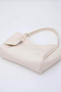 Lamelif Çıtçıtlı Suni Deri Cüzdanlı Kadın El ve Omuz Çantası Krem