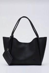 Lamelif Çıtçıtlı Suni Deri Cüzdanlı Kadın El ve Omuz Çantası Siyah