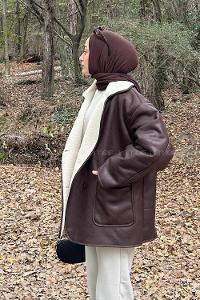 Bitter Brown V Neck Long Arm Coat