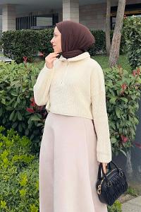 Ecru Zippered Neck Long Arm Jumper