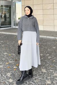 Gray Zippered Neck Long Arm Jumper
