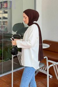 Lamelif Düz Keten Gömlek  Beyaz