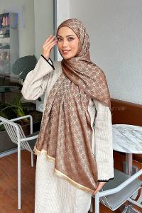 Lamelif G Desen Kaşmir Çift Taraflı Şal Bej Soft Kahve
