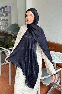 Lamelif G Desen Kaşmir Çift Taraflı Şal Lacivert