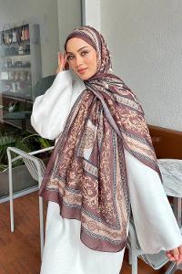 Lamelif Versa Desen Pamuk Şal Kahverengi