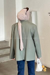 Lamelif Kapak Cep Blazer Ceket Haki