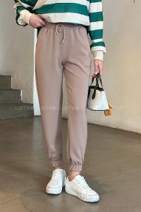 Lamelif Modal Kumaş Paça Lastik Detay Eşofman Soft Kahve