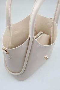 Lamelif Kilit Detaylı Kanguru El Ve Omuz Çantası Yavru Çantalı Kadın Krem