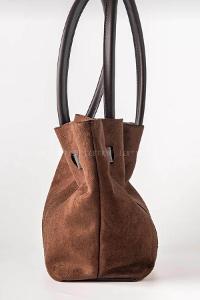 Lamelif Süet Kadın Büzgü Detay Klipsli Süet El Ve Omuz Çantası Acı Kahve