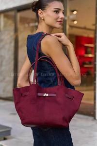 Claret Red With Suspenders Skin Hand Bag Bag