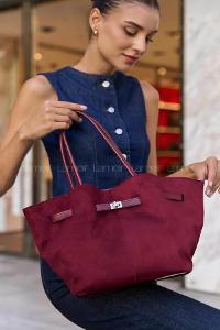 Claret Red With Suspenders Skin Hand Bag Bag