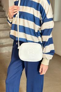 Lamelif Yumuşak Doku Silindir Kadın Çanta Beyaz