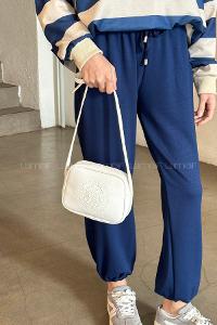 Lamelif Yumuşak Doku Silindir Kadın Çanta Beyaz