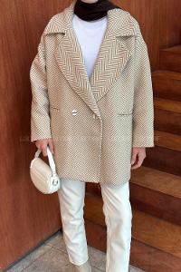 Lamelif Zikzak Desen Balık Sırtı Kaban Taş Rengi