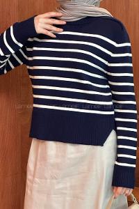 Navy Blue Medium Crew Neck Long Arm Jumper