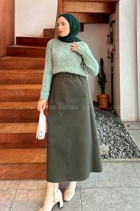 Lamelif Örgülü Kazak Mint