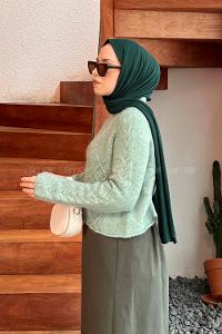 Lamelif Örgülü Kazak Mint