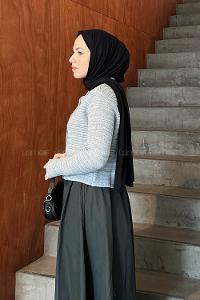 Gray Crew Neck Long Arm Cotton Cardigan