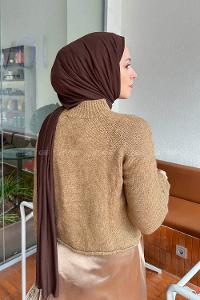 Lamelif Örgülü Kazak Camel