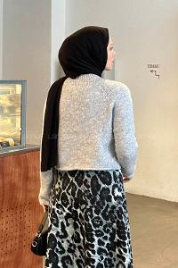 Lamelif Örgülü Kazak Gri