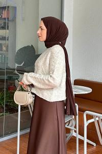 Lamelif Örgülü Kazak Taş Rengi