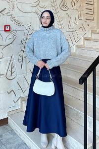 Lamelif Crop Kazak Gri