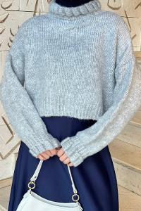 Lamelif Crop Kazak Gri