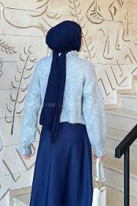 Lamelif Crop Kazak Gri