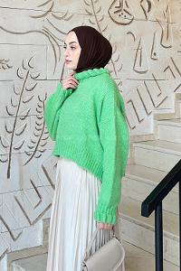 Neon Green Medium Crew Neck Long Arm Jumper