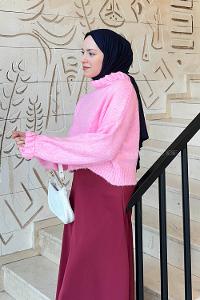 Pink Medium Crew Neck Long Arm Jumper
