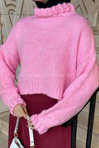 Pink Medium Crew Neck Long Arm Jumper