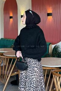 Lamelif Crop Kazak Siyah