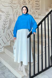 Lamelif Crop Kazak Turkuaz