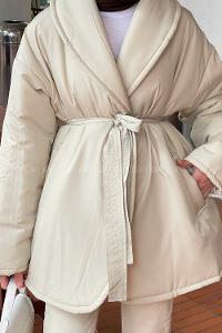 Beige Normal Neck Long Arm Coat