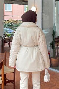 Beige Normal Neck Long Arm Coat