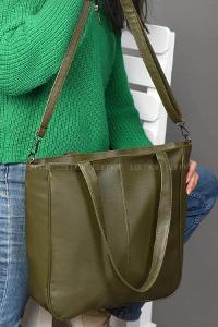 Khaki Buckle Skin Hand Bag Bag