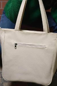 Lamelif Fermuar Detaylı Omuz Çantası Krem