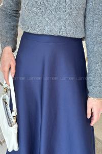 Lamelif Kloş Tesettür Etek Lacivert