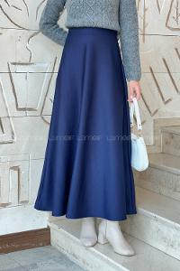 Lamelif Kloş Tesettür Etek Lacivert